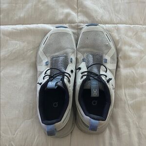 On Cloud Running Sneakers in White and Blue